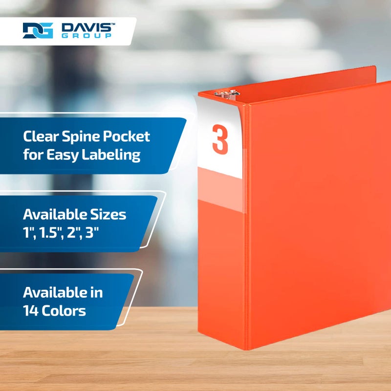 Davis Group Premium Economy 6-Pack 3-Ring Binders for School or Office, D-Ring Binders, 3 Inch, Orange - Image 4